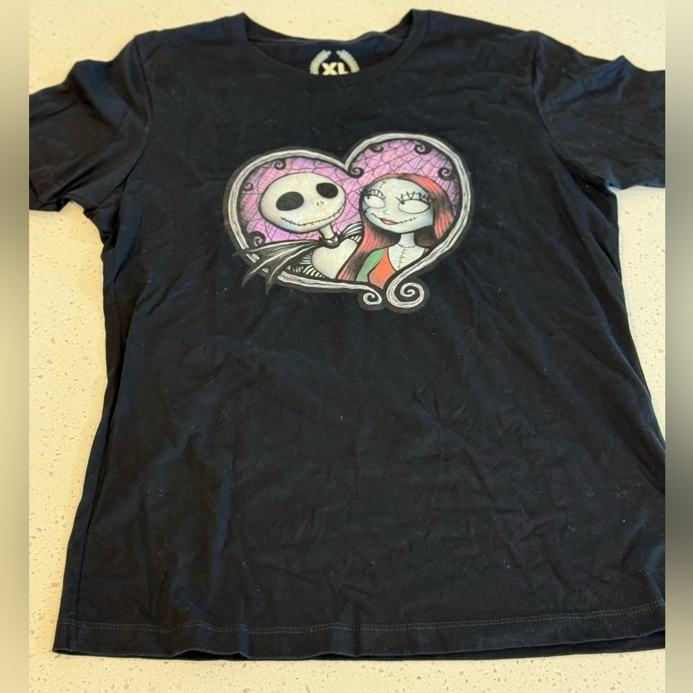 XL Sally Jack Skellington Teepublic Black Womens Top Shirt Cotton Short Sleeve